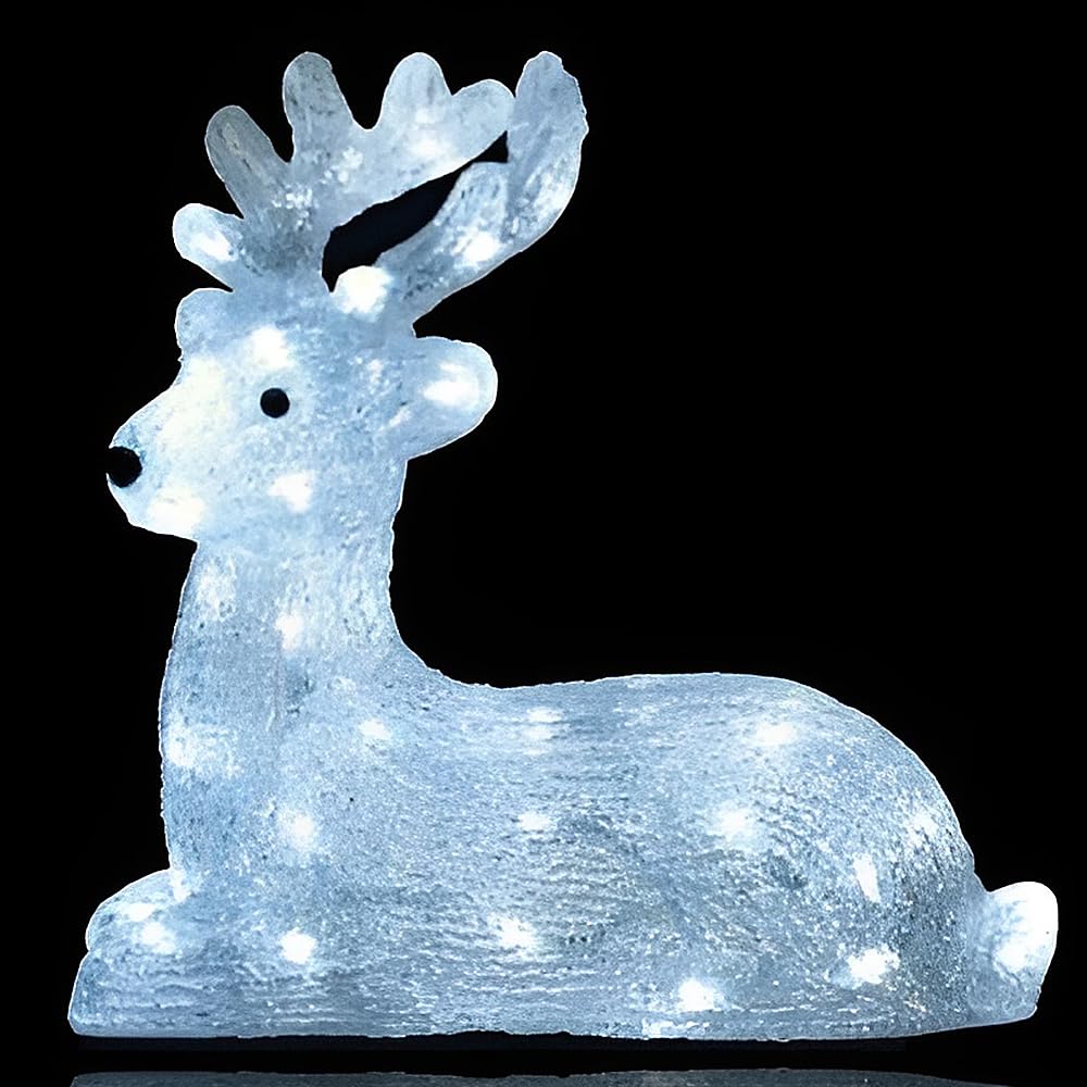 Renna Luminosa con 40 LED alzato in cammino Natalizio Decorativo in acrilico Interno/Esterno allestimenti eventi decorazione giardino albero di natale