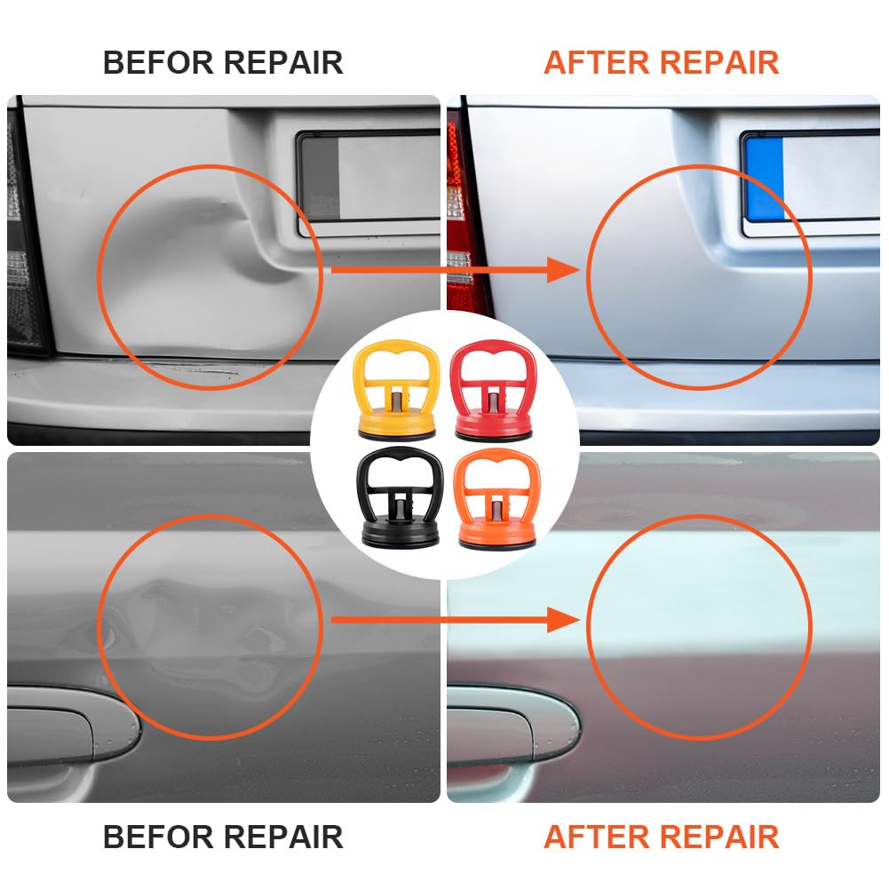 Flintronic Carrozzeria Ventosa, 4 Pezzi Estrattore Ammaccature Auto, Attrezzi di Riparazione per Ammaccature, Auto Dent Puller, Estrattori a Ventosa, per Riparazione Auto, Vetri, Schermi, Piastrelle
