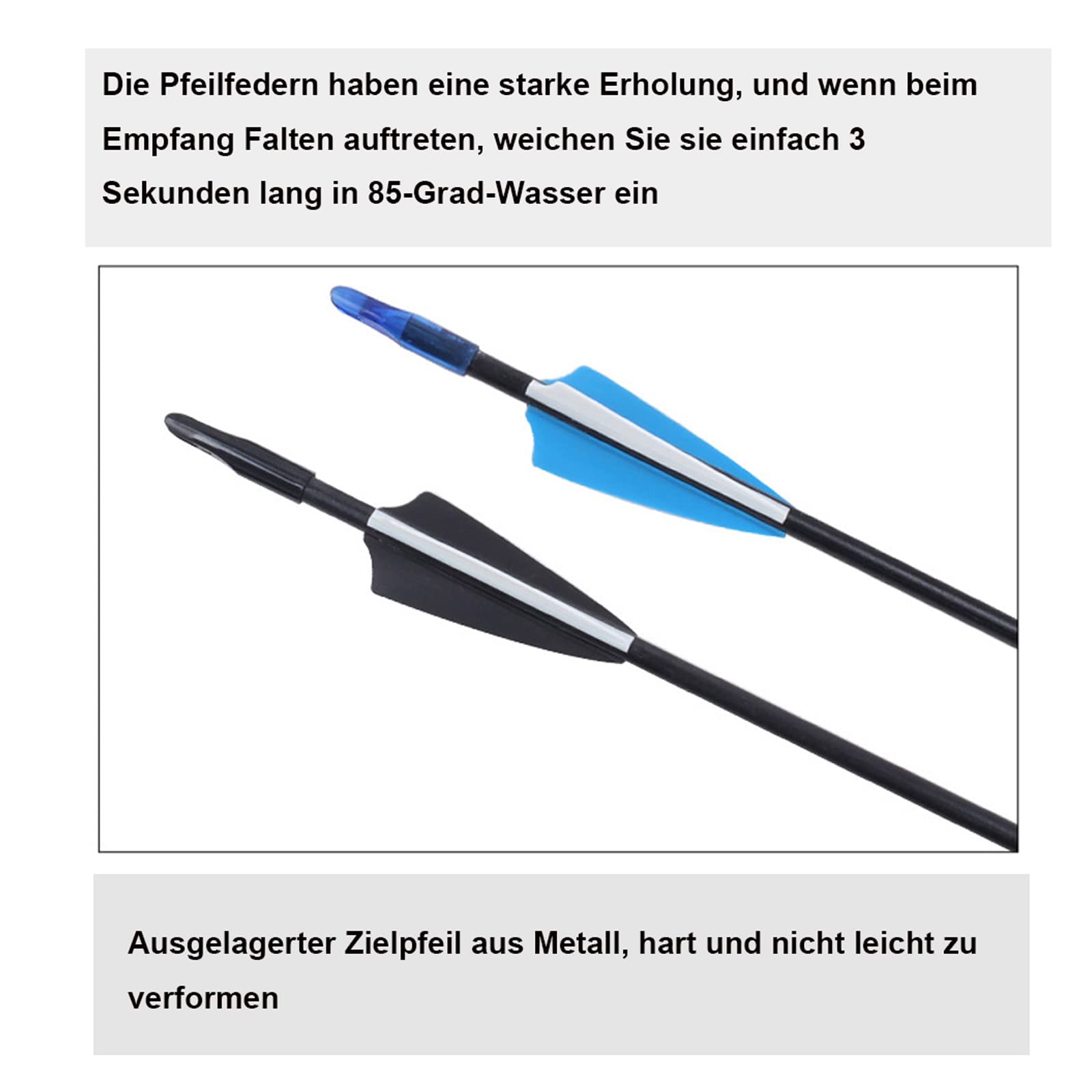 iMeshbean Fieberglaspfeile Pfeile für bogenschießen, 25 Stück Bogenpfeile Erwachsene 31 Zoll Fiberglaspfeil Jagdpfeile für Bogen, Recurvebogen, Sportbogen