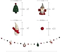 Vista 6 de pinkblume Guirnalda de Navidad de fieltro de lana, muñeco de nieve de lana, árbol de Navidad, bandera de Papá Noel, guirnalda de pompones