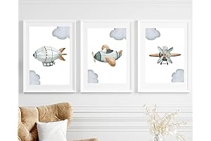 Wowsweet Air Vehicle Cartoon Canvas Painting: Kid's Room Decor Essential