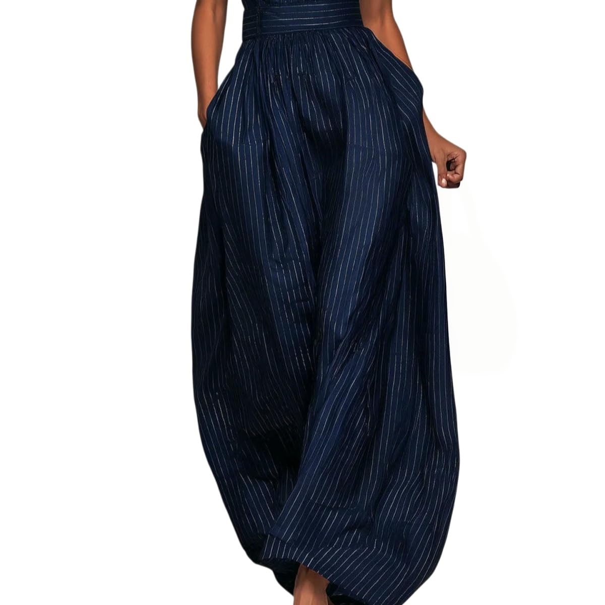Salopette Donna Estiva,Tuta Da Donna Casual A Righe Con Scollo A O, Pantaloni Eleganti Con Spalline, Pantaloni Larghi