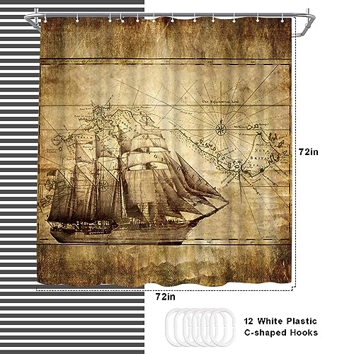 WELMECO Nautical Shower Curtain Ocean Theme Shower Curtain Men Bathroom Decor Polyester Fabric, 72x72inch by WELMECO - Image 4