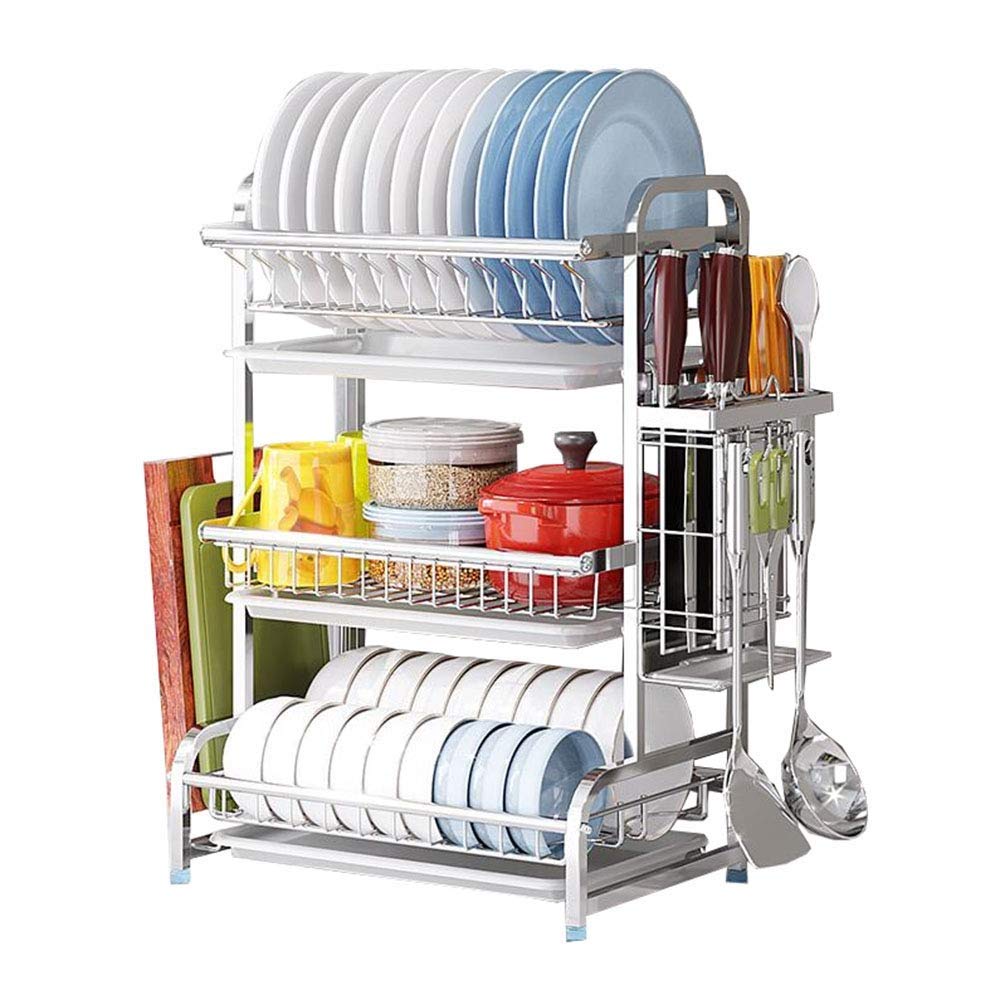 Buy Dish Drying Rack, Dish Drying Rack 3Tier Chrome Plating Dish Rack