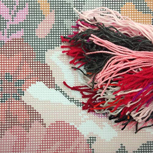 Red Flowers. Stamped Cross-Stitch Kit. Throw Pillow 16×16 Inches. Printed Tapestry Canvas, European Quality #TOP1