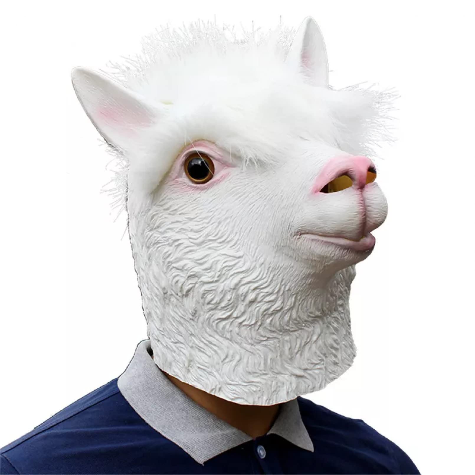 Halloween Maske Halloween Tier Party Niedlich Weiß Alpaka Latex Maske Cosplay Kostüm Fancy Prop