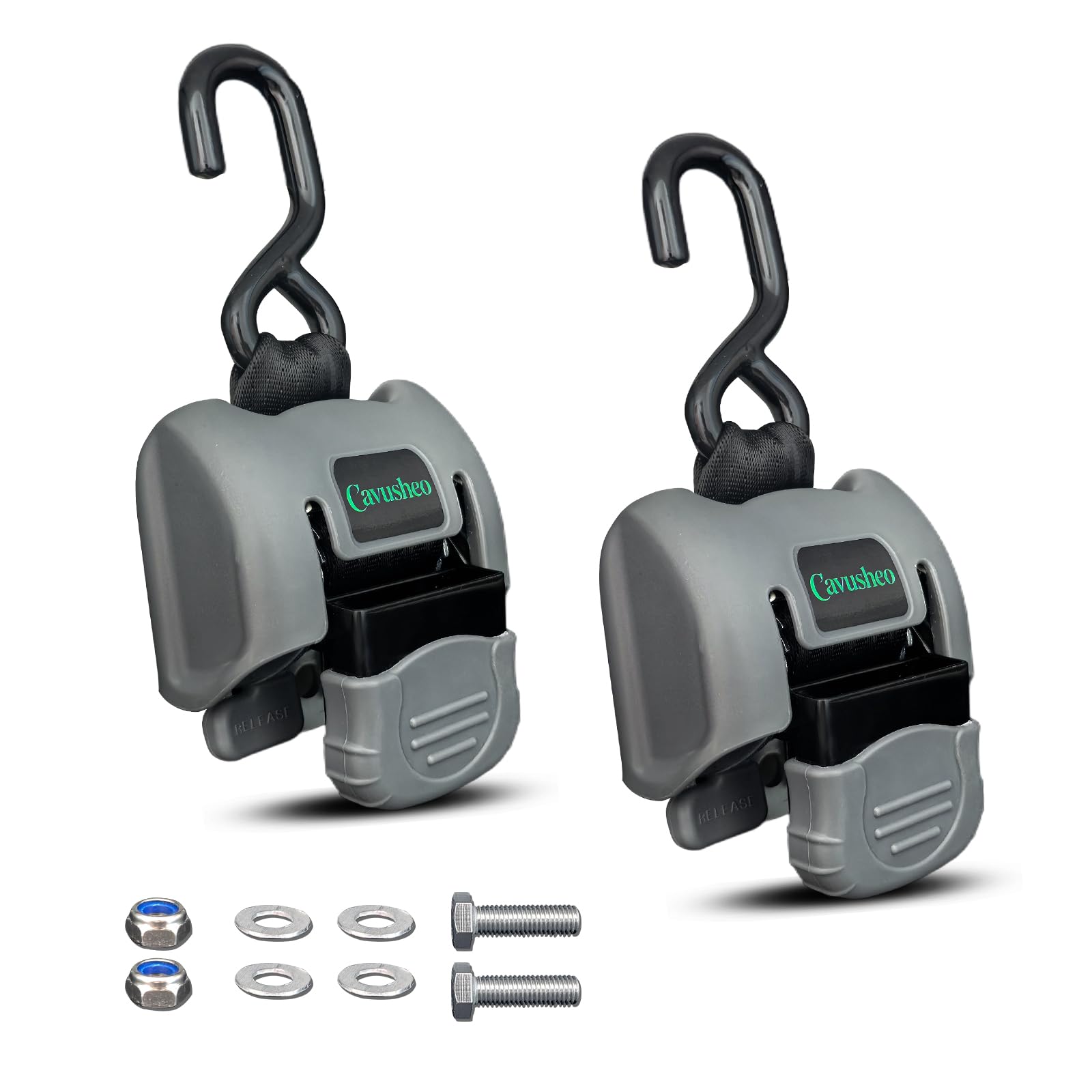 Photo 1 of Stainless Steel Retractable Boat Transom Tie Down Straps - 2 Pack, 2" x 43" Heavy Duty Trailer Ratchet Straps (2500 lbs Break Strength), Corrosion Resistant for Saltwater,Marine Use