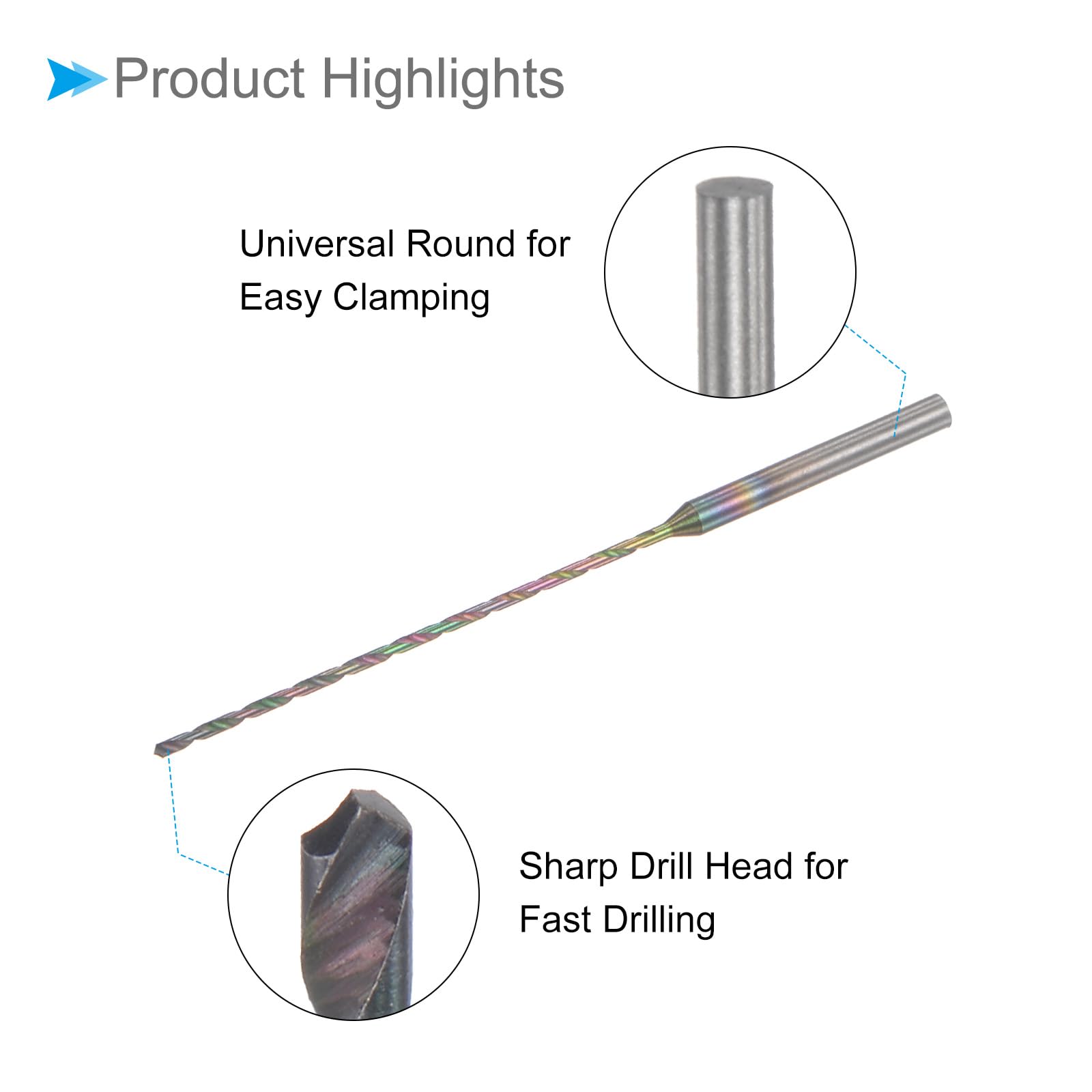 CoCud Twist Drill Bits, 1mm Cutting Diameter 0.09" Shank 56mm Length - Image 4
