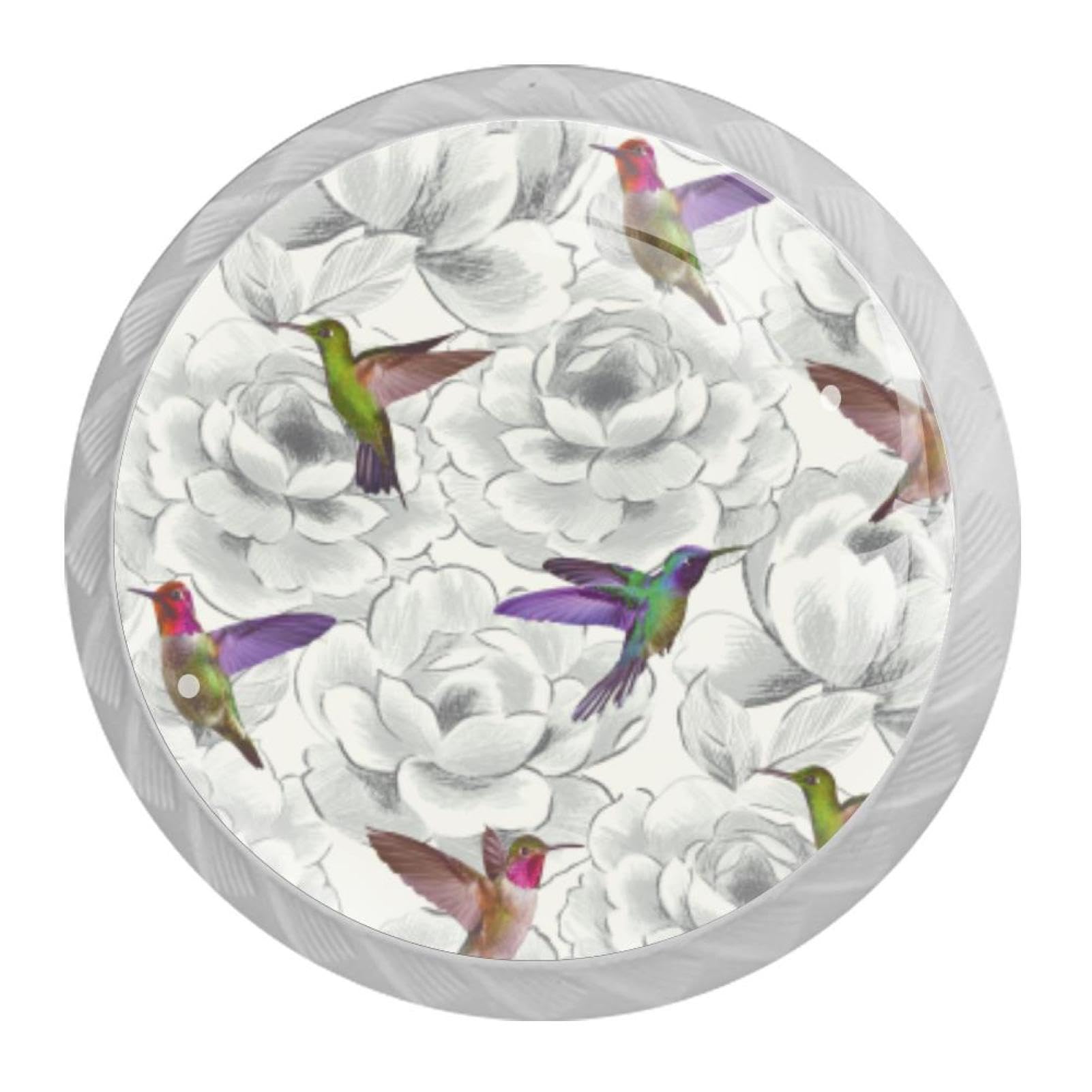 Tqmspg 4 Pieces Drawer Pulls Floral Birds Door Knobs Dresser Handles for Kitchen Wardrobe Cupboard Hardware Furniture