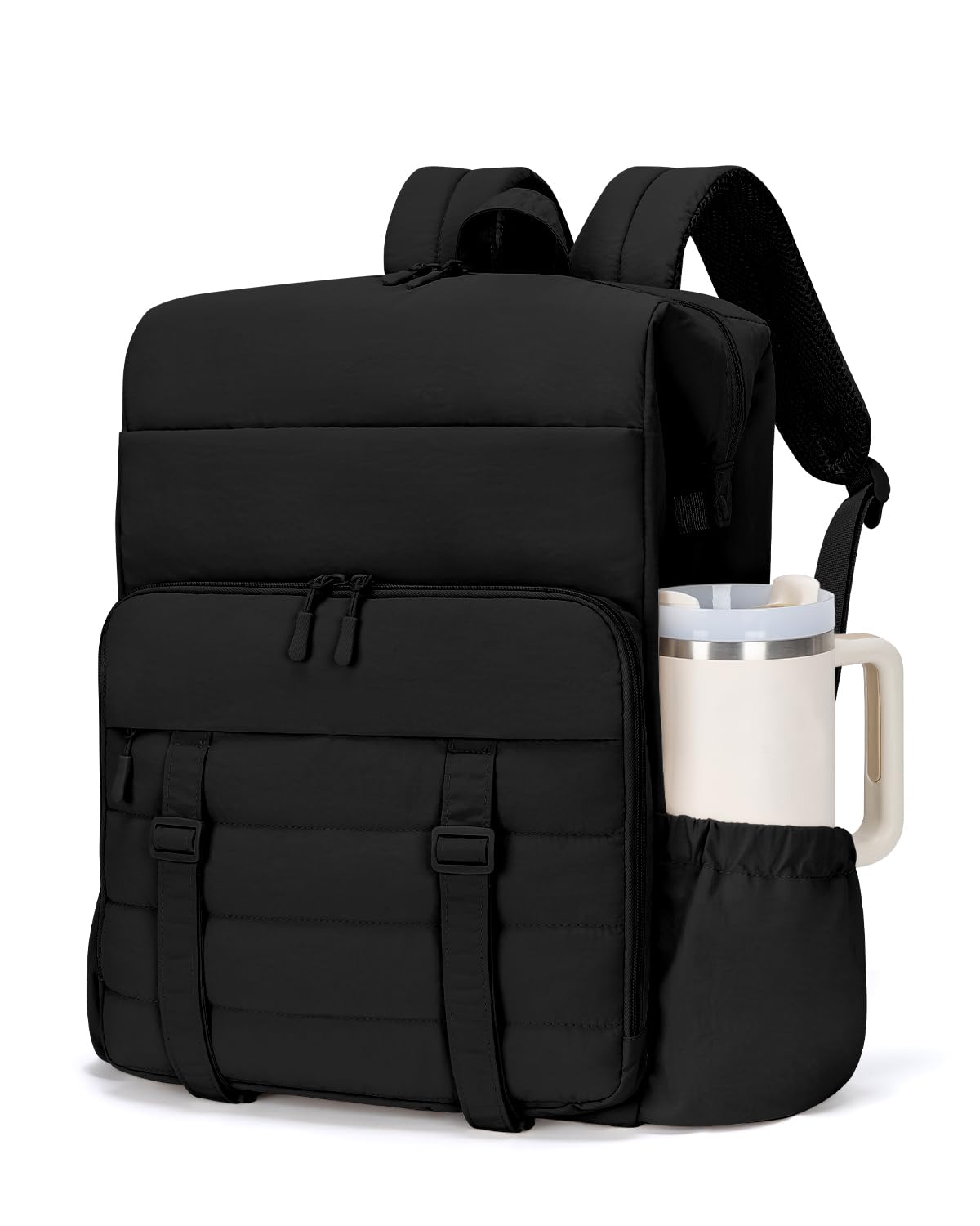 Backpack Cooler Insulated Leak Proof 40 Cans Puffer Soft Cooler with Laptop Compartment Portable Lightweight Beach Travel Camping Lunch Backpack for Men and Women (Black)