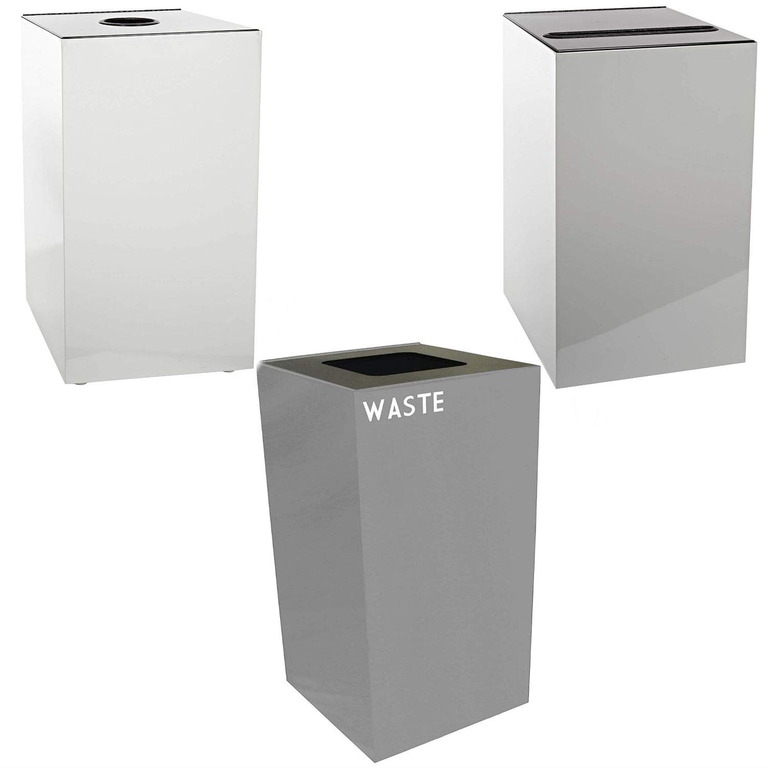 Witt Industries Steel 32-Gallon Geo Cube Recycling Container, Round Opening, Legend 