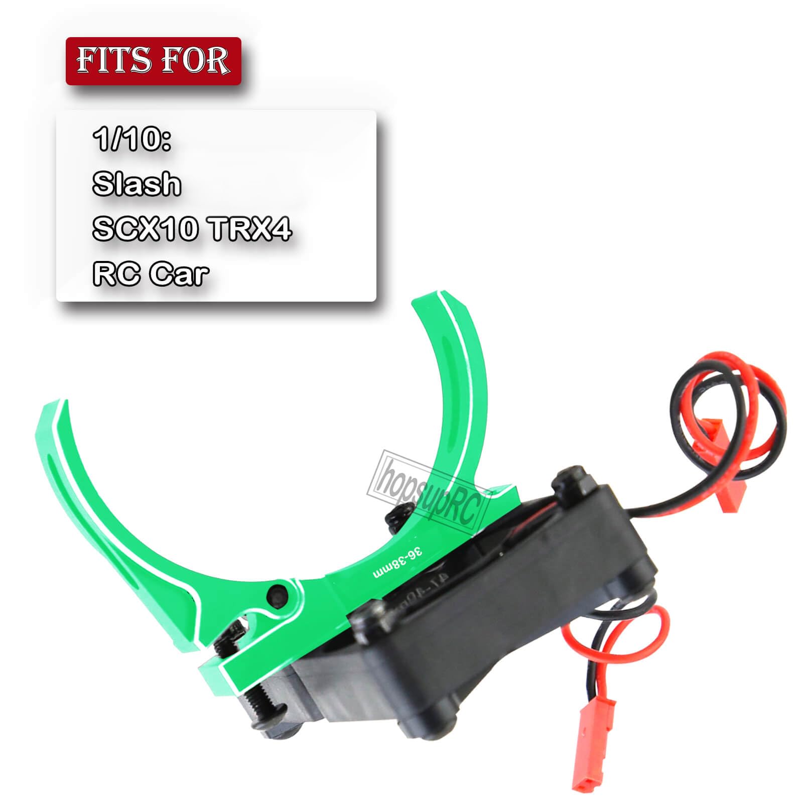 hopsupRC 3660 540 550 Motor Cooling Fan with 36-38mm Adjustable Mount Upgrades Part for 1/10 Slash SCX10 TRX4,Aluminum High Speed Cooling Dual Fans 20000 RPM Heatsink Hops Up,Green