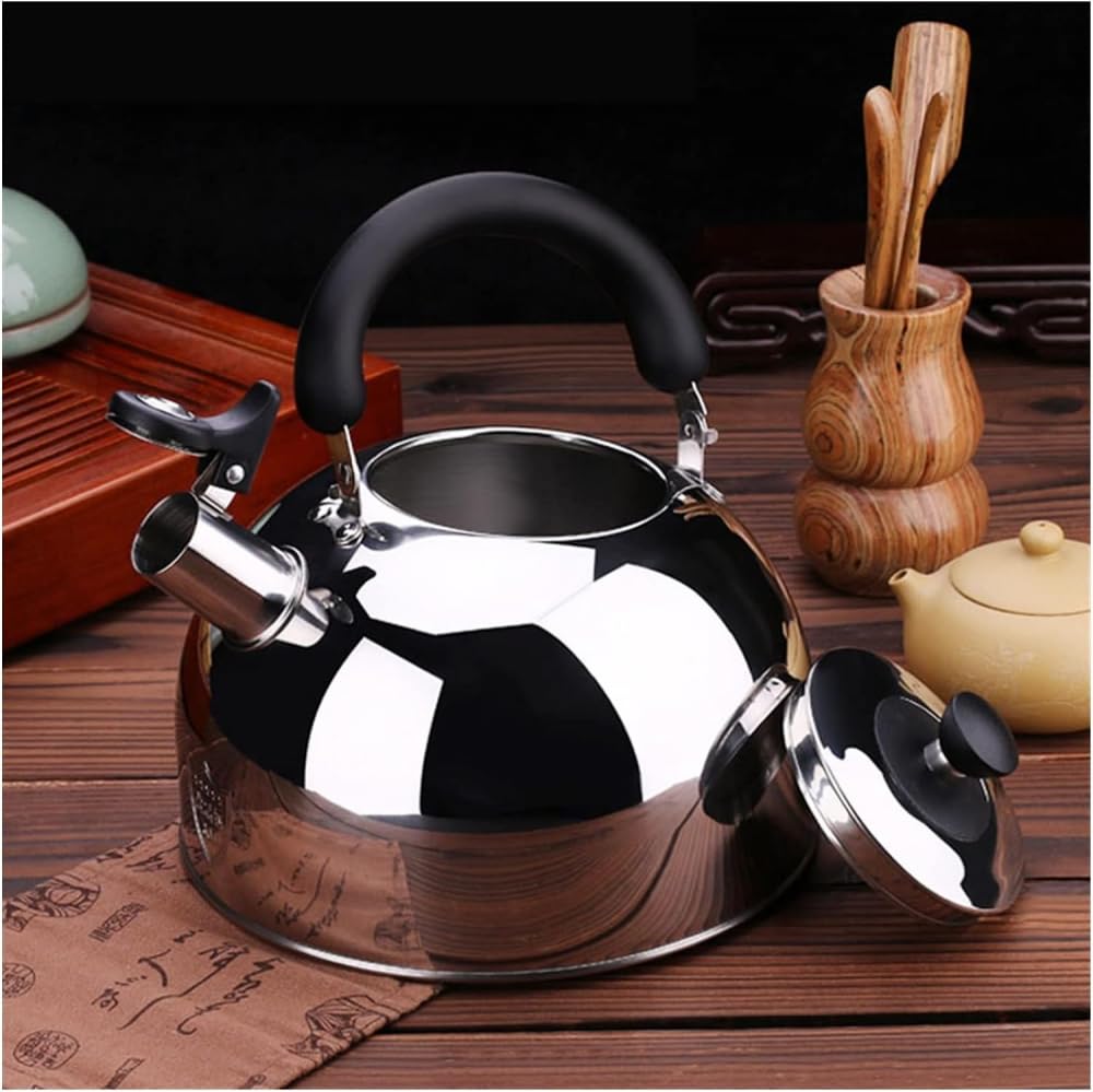 Hervidor silbante de acero inoxidable 304, cocina de inducción, estufa de gas, silbato, tetera, herramientas de cocina, hervidor de té, color único, 4 L, plata