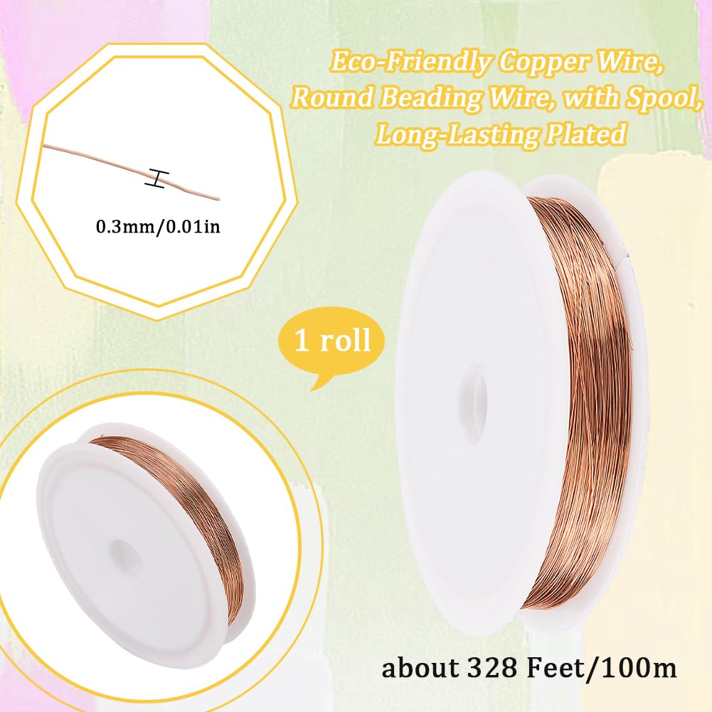 DanLingJewelry Basteldraht Aus Kupfer, 28 Gauge 0,3 Mm, Rund, Rosa, 60 M – Für Schmuck & DIY