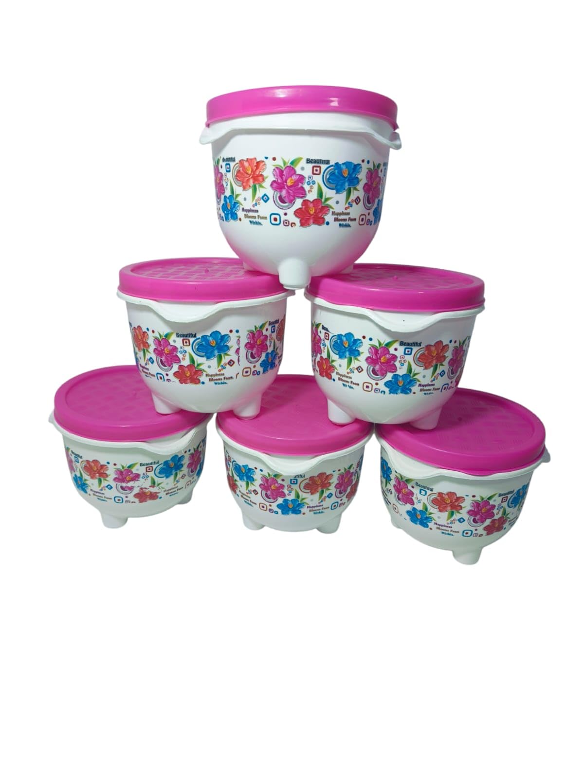 Generic Basic Pink Round Storage Box, 600ml, 6-Pack-image-41