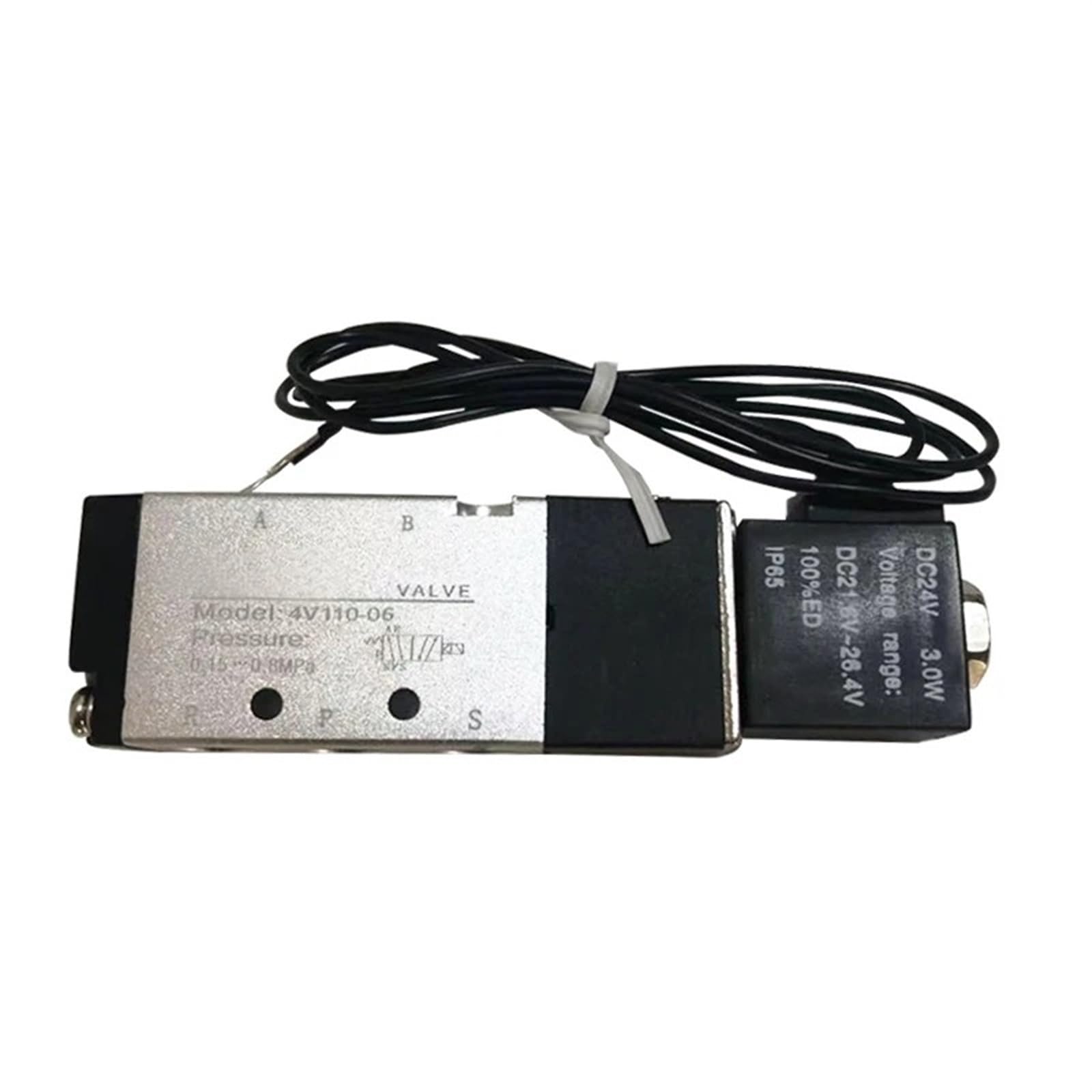 5-drożny zawór elektromagnetyczny 2-pozycyjny port pneumatyczny elektryczny zawór magnetyczny gazowy 12 V 24 V 220 V cewka woltowa 4 mm 6 mm 8 mm wąż 4V110-06 (With 8 mm Fittings, DC24V)