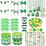 St Patricks Day Decorations Accessories 200 Pcs St. Patrick'S Party Favors Supplies Decor Shamrock Headband Necklace Glasses Mustaches Coins for Irish Saint Patricks