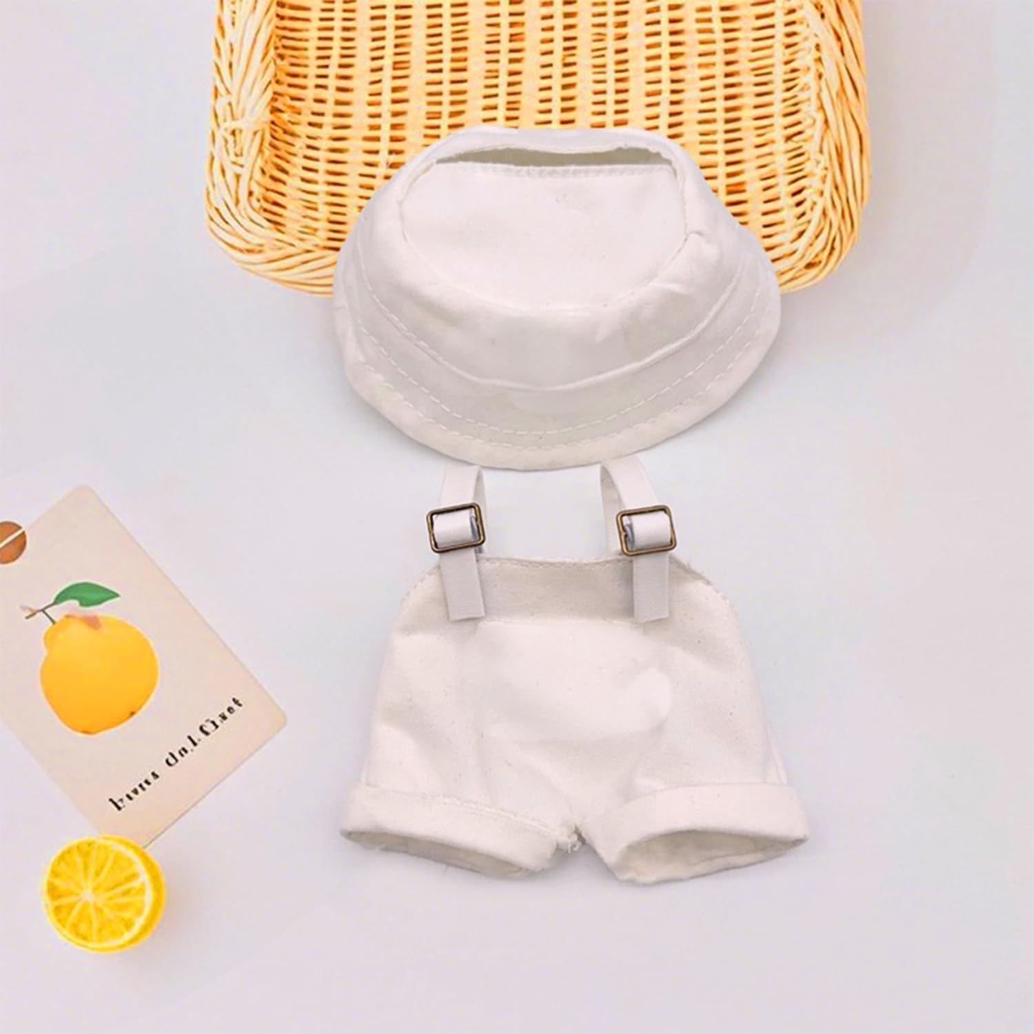17cm Doll Clothes,Clothes for Dolls Outfit,Accessories for 17cm Dolls Clothes,Cute Clothes for Dress up Unique Style,1 Hats 1 Overalls Jeans Girl for Best Gifts No Doll Included (WHITE) - Image 4