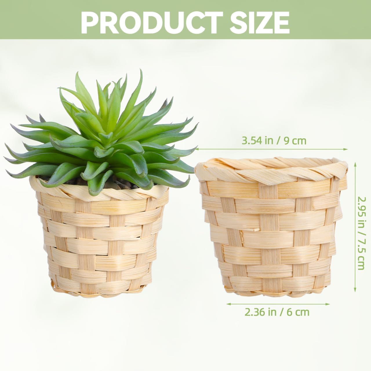 Sewroro 10 pcs Woven Storage Basket Handmade Cane Fruit Storage Basket for Home Decor Tabletop Display Living Room Bedroom Office 3.54 X 3.54 X 2.95 in image 2