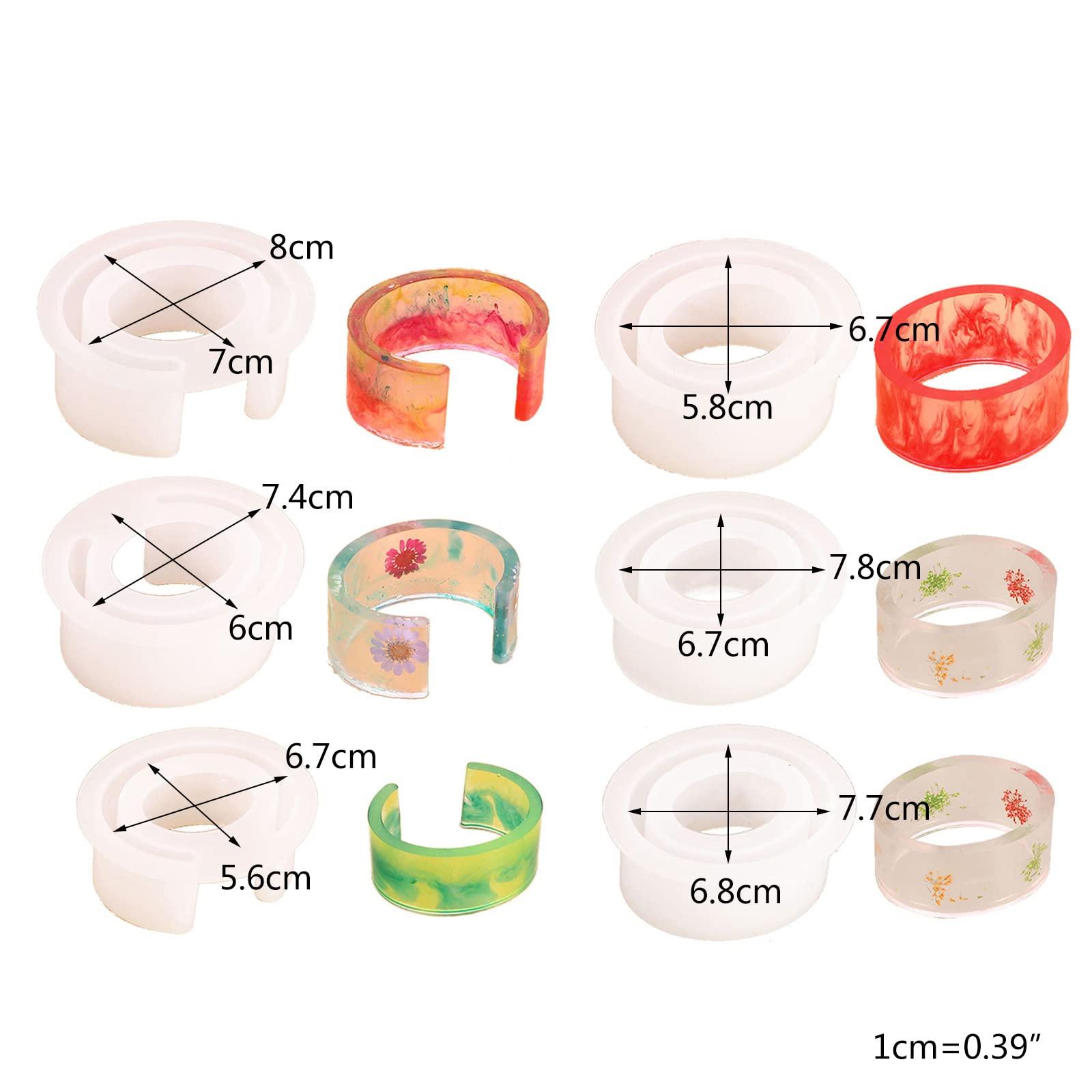 Brazalete Brazalete de Resina Molde de Fundición Silicona Transparente | Herramientas para hacer joyas, silicona transparente, resina fundida, pulsera abierta para puños, flores secas