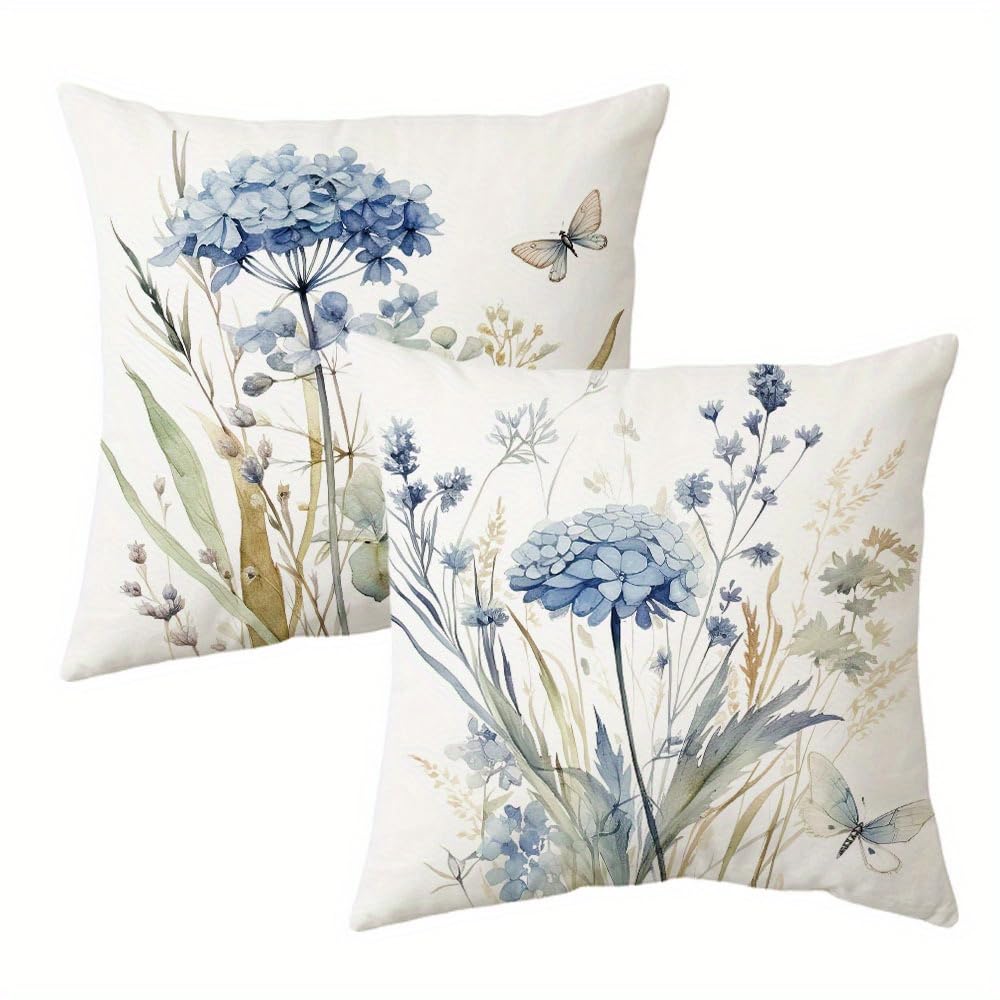 PVOODIRE 2 Pack 45x45cm Short Plush Floral Cushion Covers - No Insert Sofa Decorative Pillow Covers for Living Room Sage Green Home Accessories — image 1