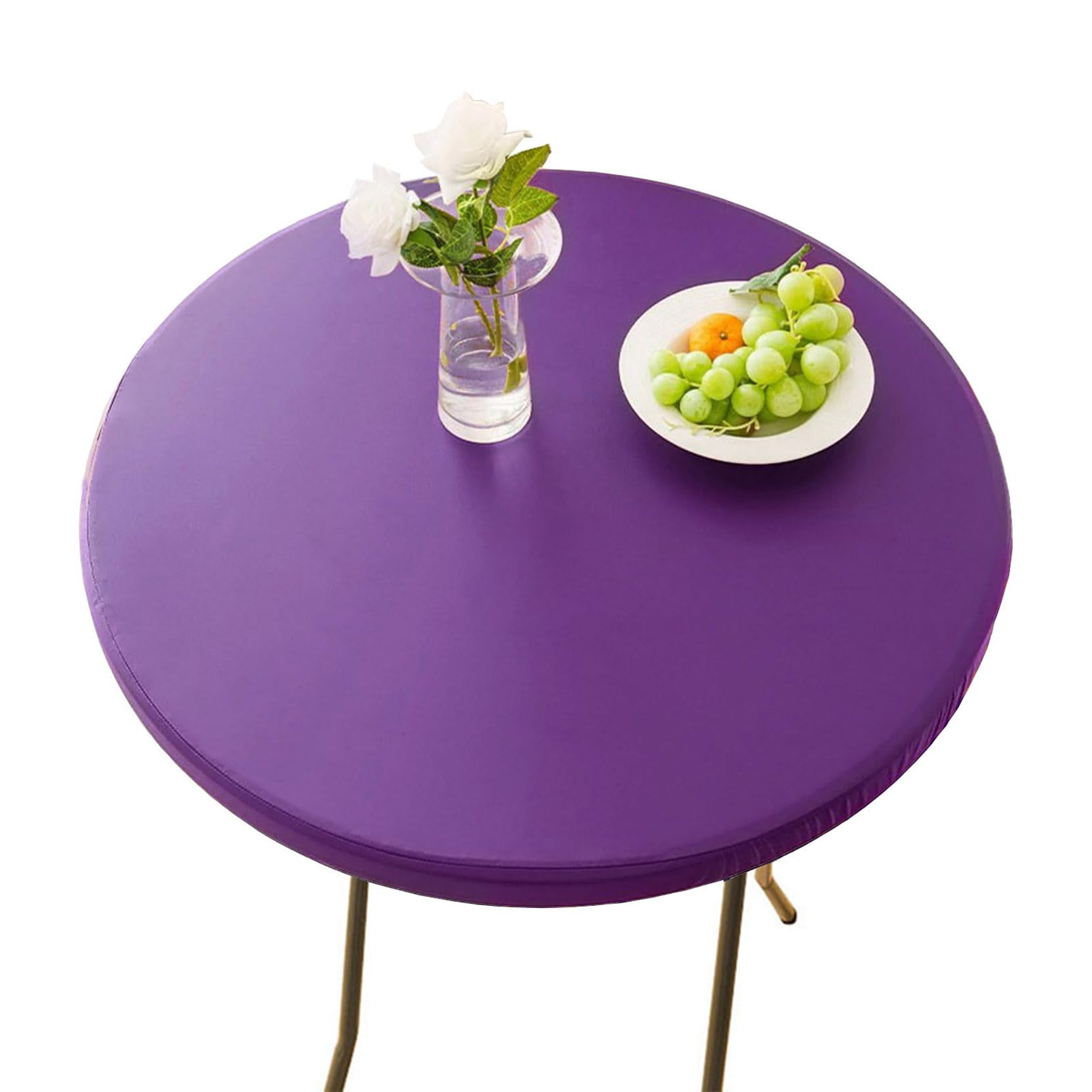 CIEEIN CIEHT PU Tablecloths Table cloth Tablecover Home Hotel Restaurant Bar Party Waterproof Oilproof Table Covers Purple Round 60cm