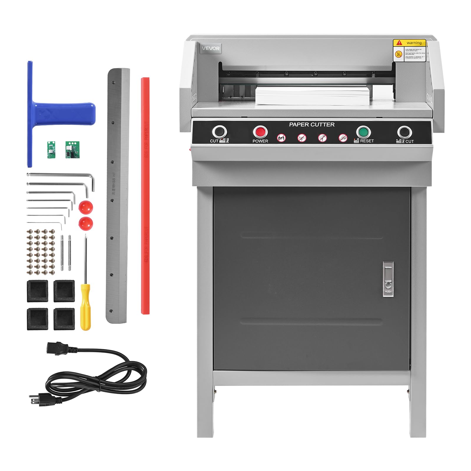 VEVOR Taglierina per Carta Taglierina ad Alte Prestazioni, Larghezza di Taglio 45 cm, Spessore di Taglio 4 cm, Grande Ghigliottina Elettrica con Funzione a Infrarossi e Lama di Ricambio, 500 W