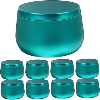 Garneck Lotes De 12 Tarros De Lata De 8Oz Con Tapa - Recipientes Redondos Para Velas - Manualidades DIY y Almacenamiento De Color Verde