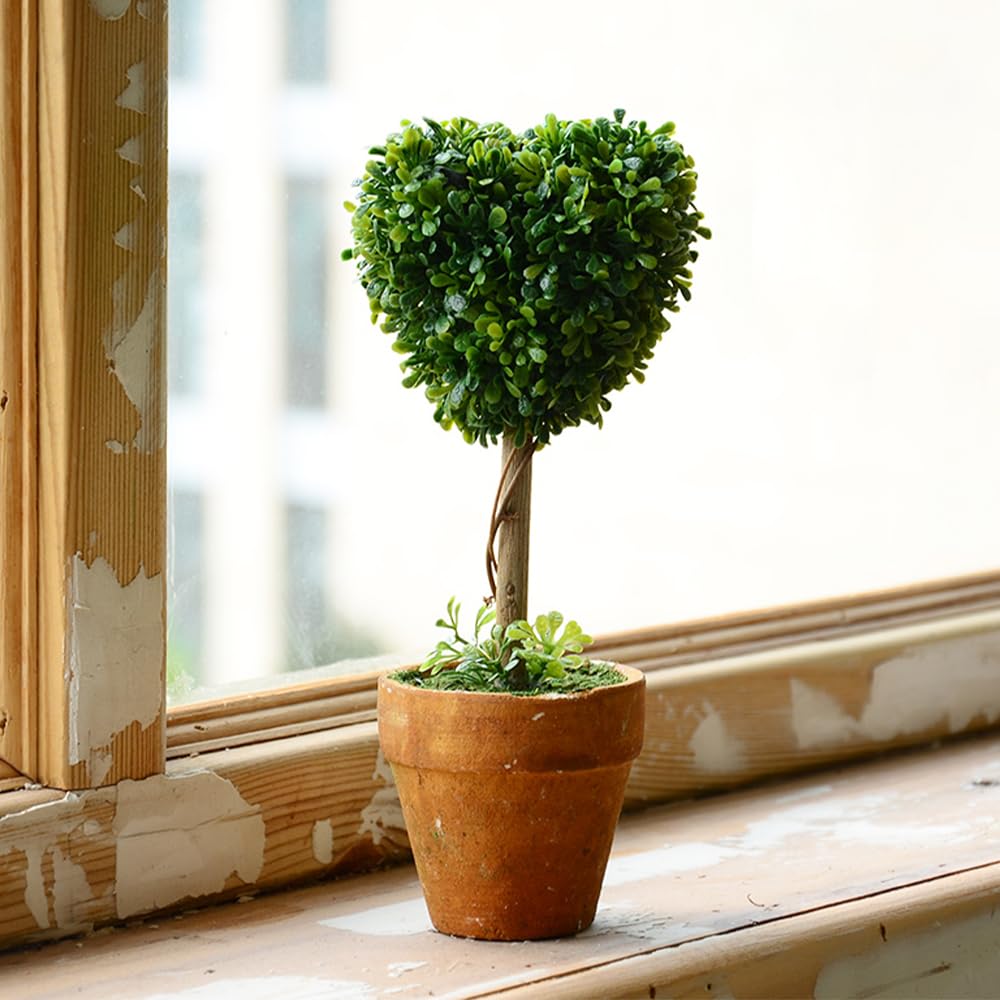 YZZY 1 Pcs Artificial Boxwood Topiary Potted Plant Tabletop Decorations, Mini Fake Greenery Arrangement with Pot, Faux Plants for Indoor Home Decor ?8