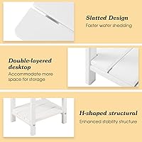 Vista 5 de Adirondack - Mesa auxiliar para exteriores, mesa auxiliar de patio resistente de 2 niveles, resistente a la intemperie, mesa auxiliar sólida de 16.5
