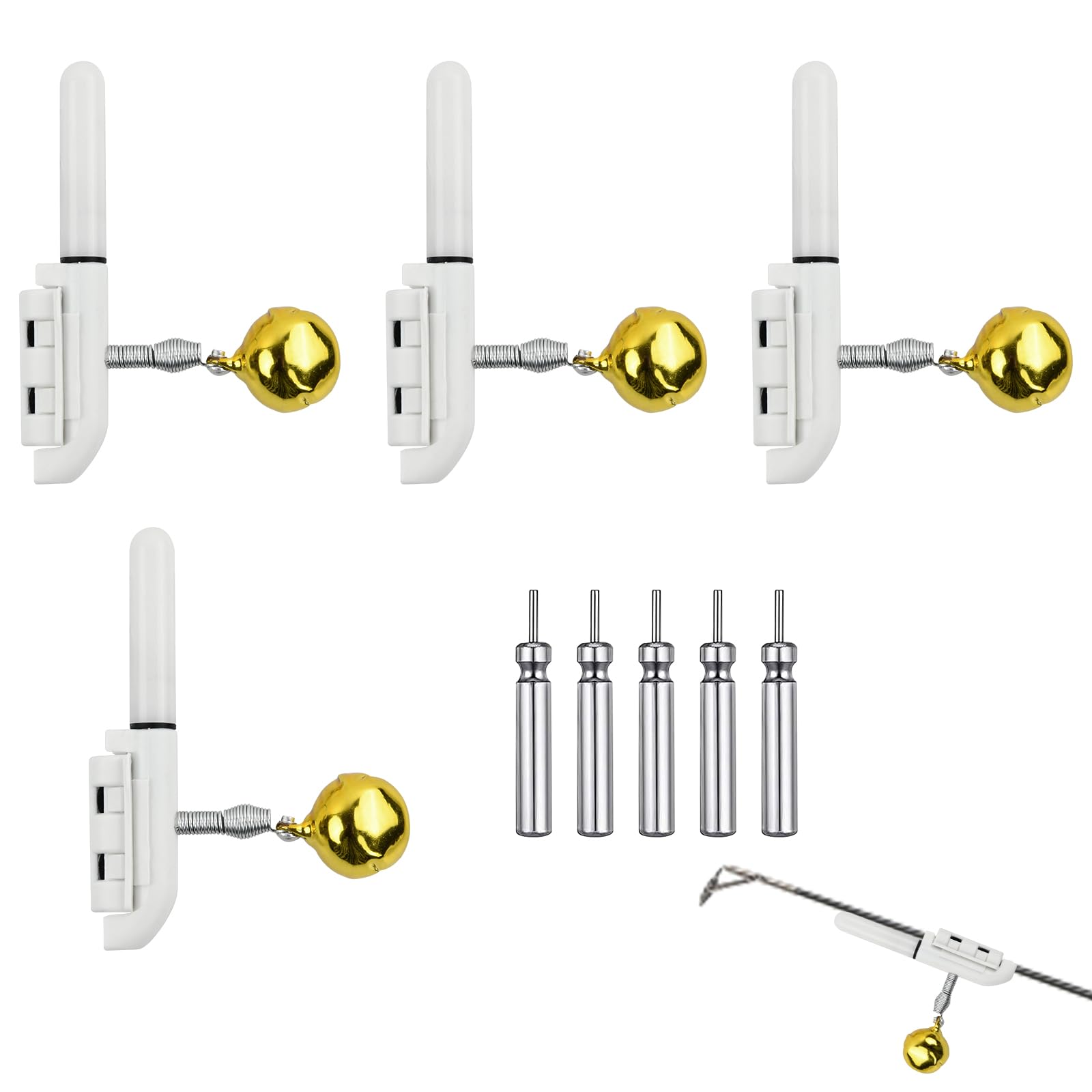 Luci Per Canna Da Pesca Notturna - 4 Pezzi Con Allarme E Batterie - Indicatore Abboccata LED - Foto 4