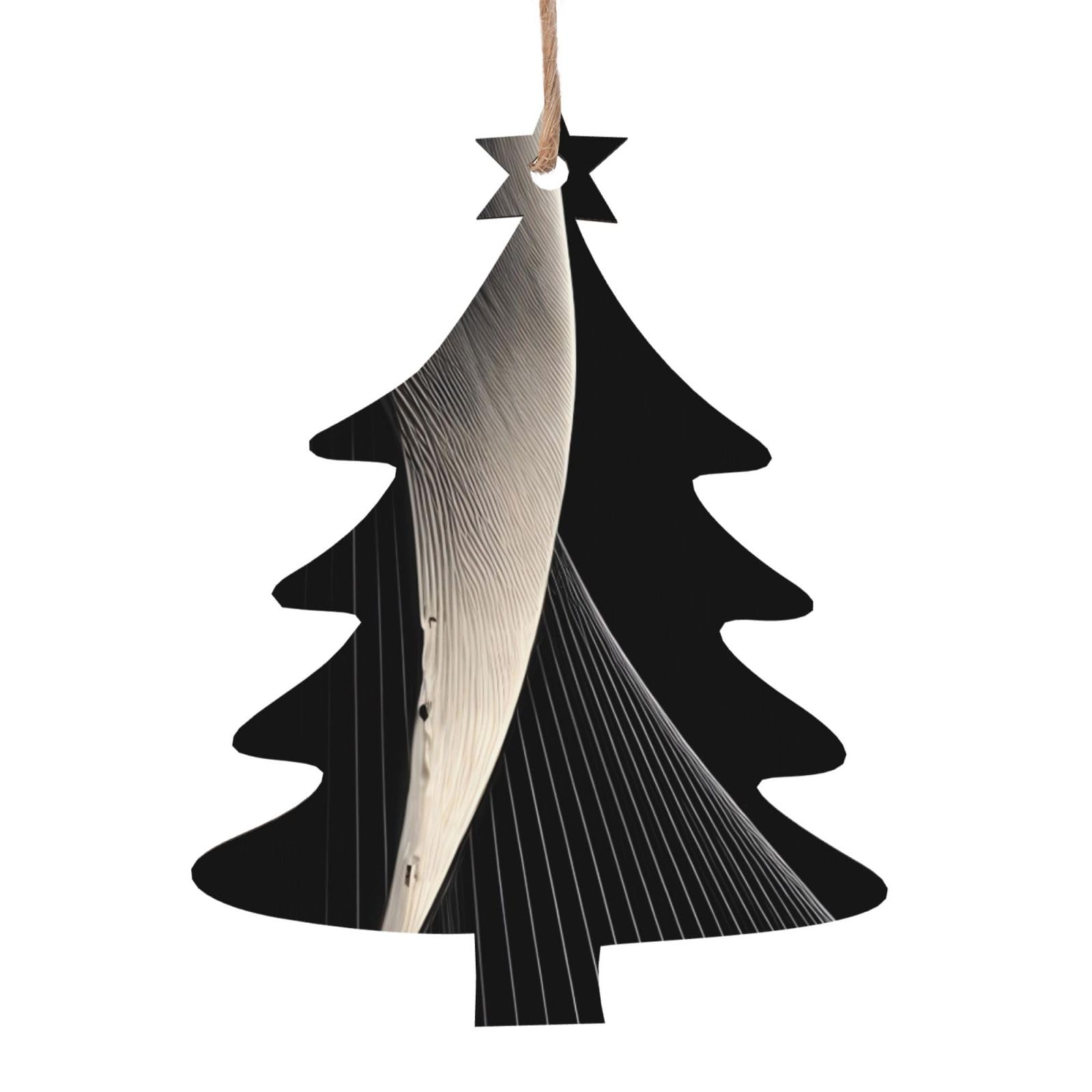 Abstract Curves Printed Christmas Wooden Pendants, Simple and Environmentally Friendly, Holiday decorationsã€‚