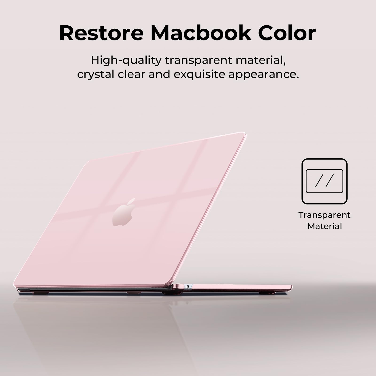 EooCoo Cover Compatibile con MacBook Air M4 M3 M2 15 Pollici 2025 2024 2023 A3241 A3114 A2941 con Touch ID, Custodia Rigide in Plastica Protection Mac Air 15.3 Superficie Liscia - Cristallo Rosa