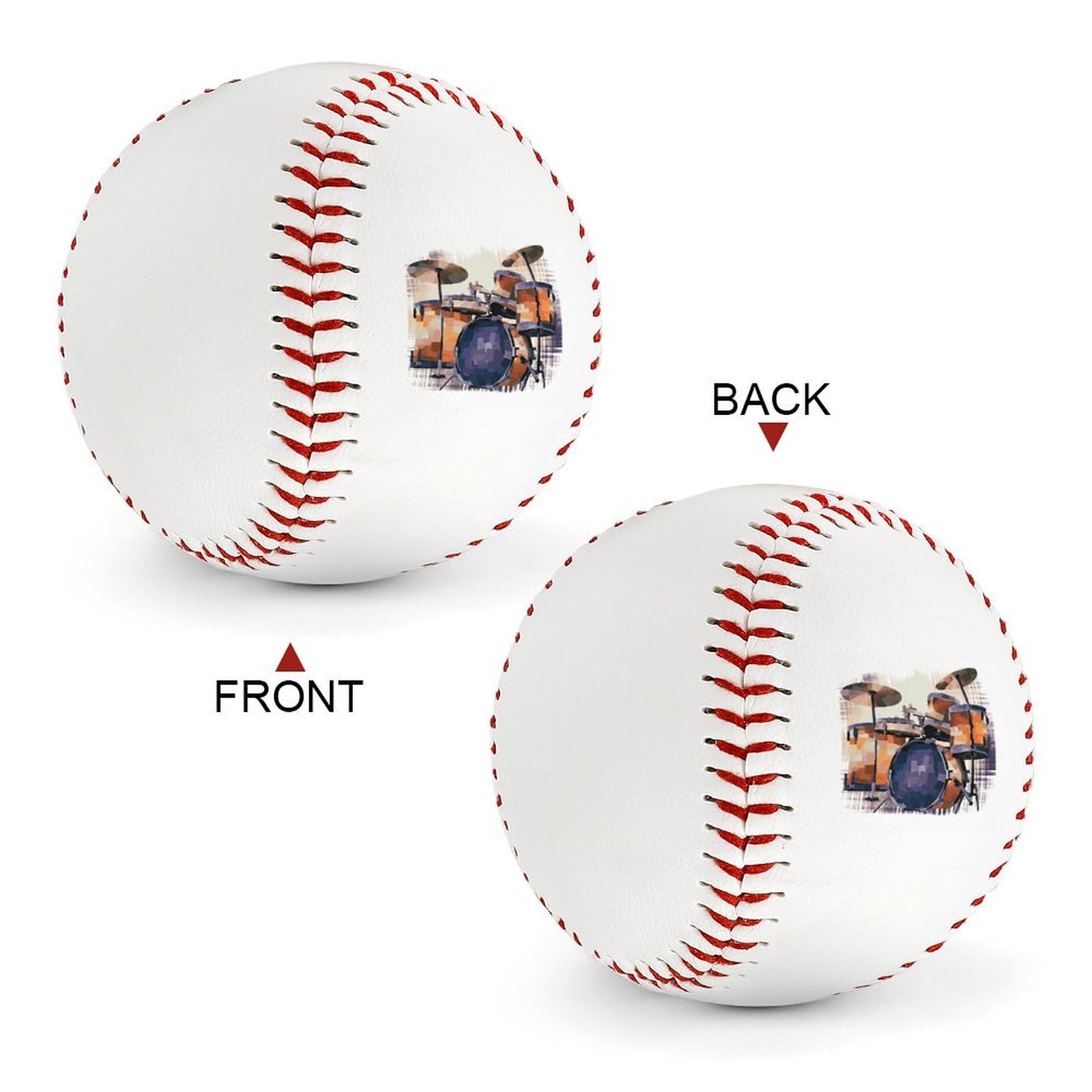 BVNMT Leather Jazz Drum Printed Baseball Suitable for Children and Teenagers of All Ages Graduation Birthday 2.8 * 2.8 in