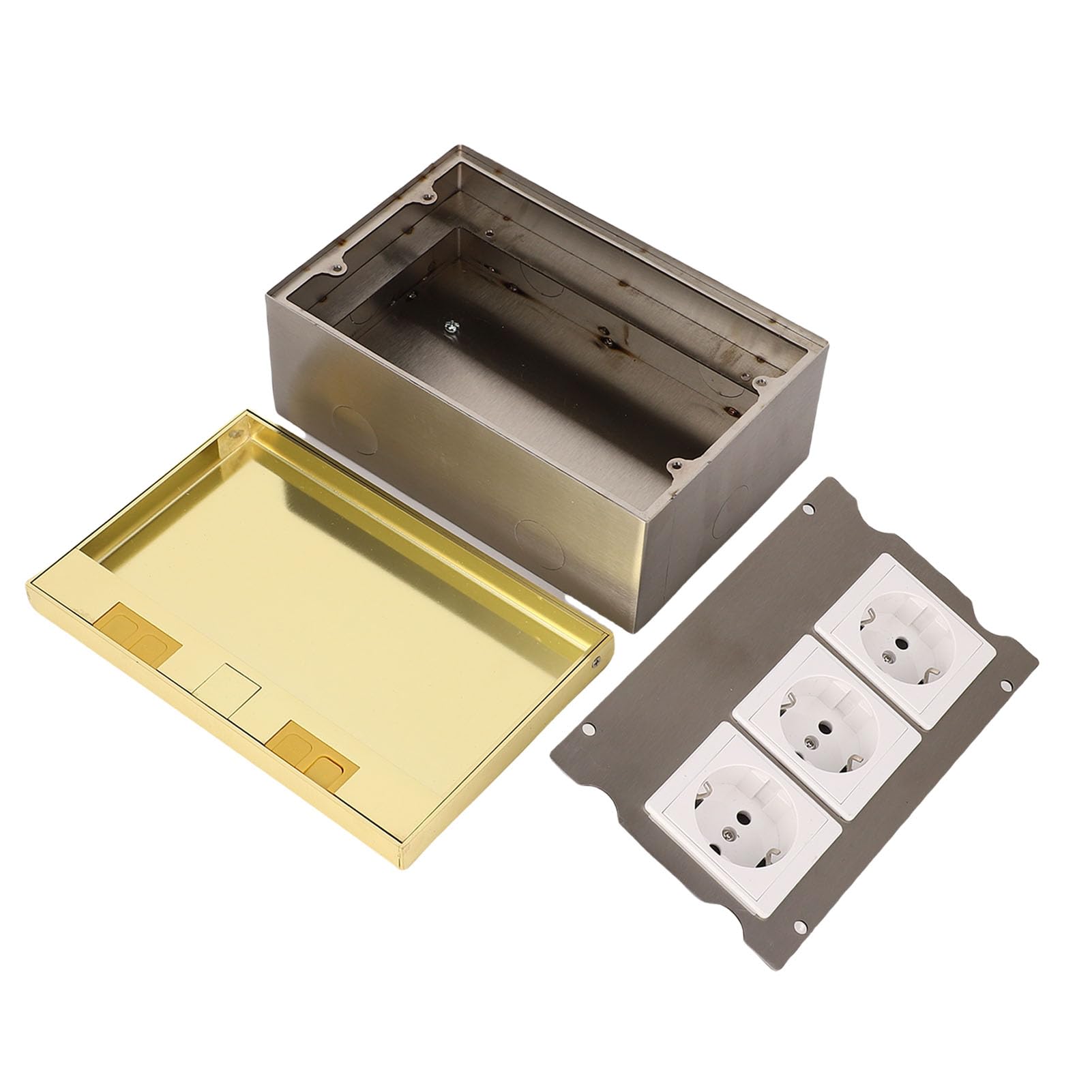 Scatola di Derivazione da Incasso a Pavimento Resistente All'acqua Presa Piatta in Acciaio Inossidabile Resistente 4KW per Negozi di Bricolage, Dorata