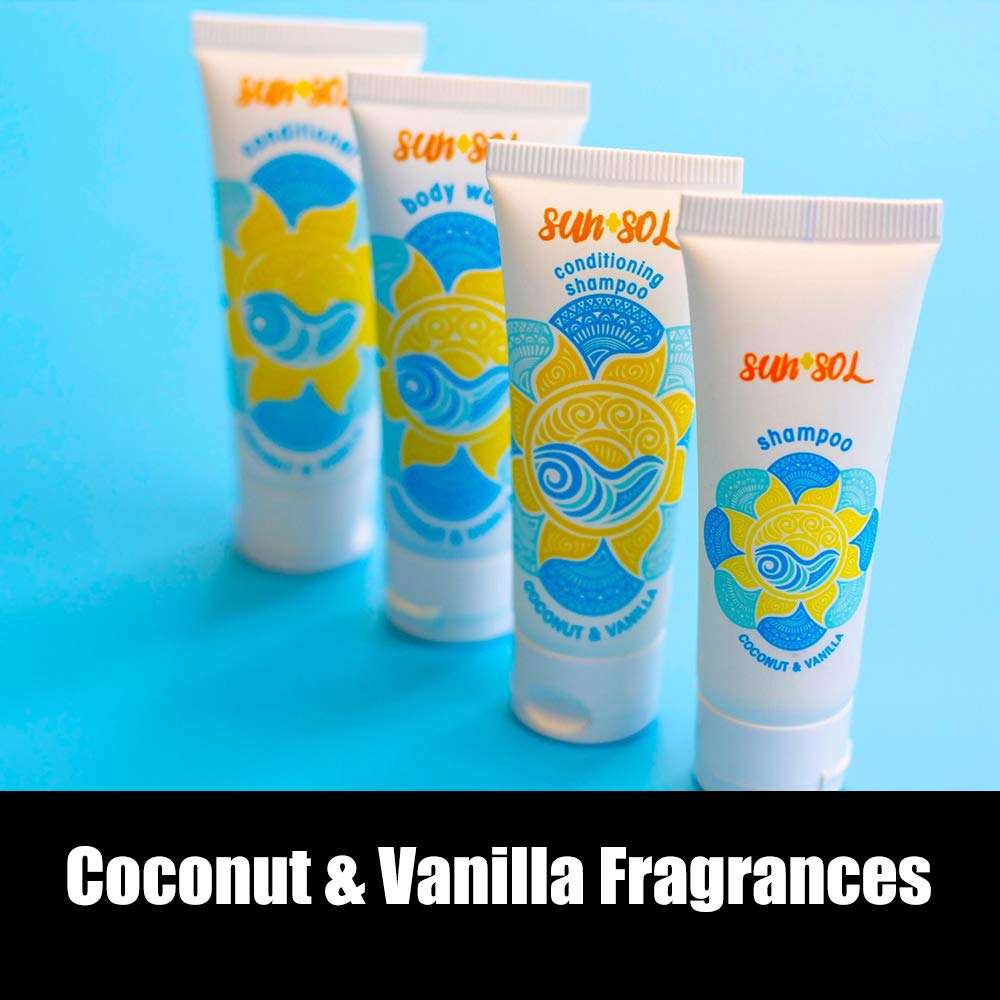 Sun + Sol Bulk Refreshing Soap Bar With Warm Coconut & Vanilla Fragrances, Sachet Wrapped Travel Size Toiletries, Mini Hotel Amenities, 1 oz - 300 Pack : Beauty & Personal Care