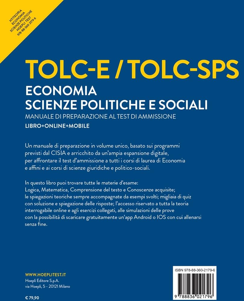 TOLC-E / TOLC-SPS. Economia e Scienze politiche e sociali