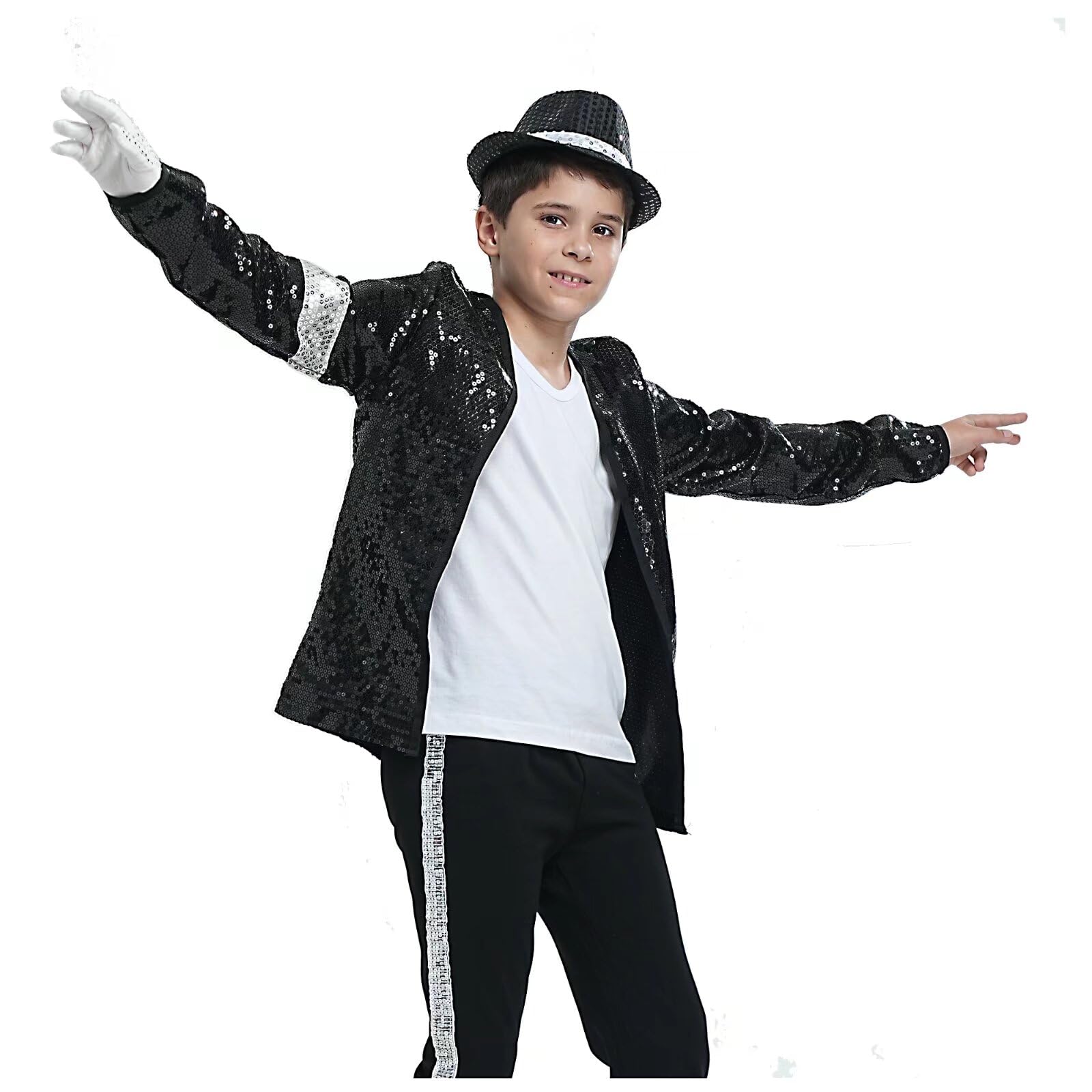 Uomo/Donna Jacket Giacche Costumes for Kids Bambino/Adulto Halloween Natale Concerto Role Play Retro Fancy Dress Coat Outfit Set （Giacca+Regali Cappello+Guanti 3PS 140CM