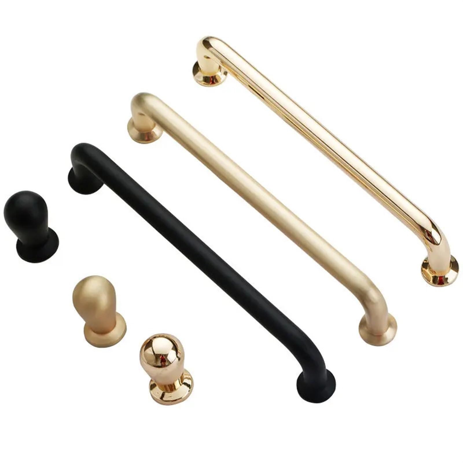 Zinc Alloy Cabinet Handles Drawer Knobs Kitchen Cupboard Door Pulls Fashion Furniture Hardware Door Handle 1Pcs(Black 6284-128mm)