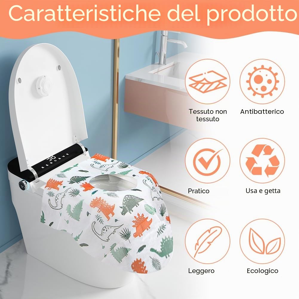 Flintronic 24 Pezzi Copriwater USA e Getta Portatili, Copertura Igienica Monouso Ecologico Antibatterico, Tessuto Non Tessuto Impermeabile per Viaggi