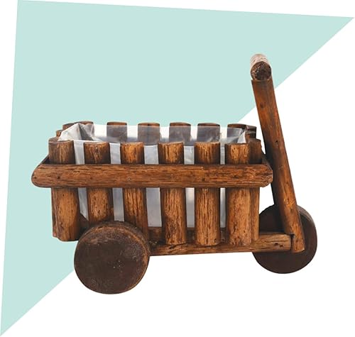 Miniatura 5 de OFFSCH Decoración de boda Planta de cactus Planta al aire libre Carro de madera Macetero decorativo de mesa Maceta de mesa de granja Carrito de