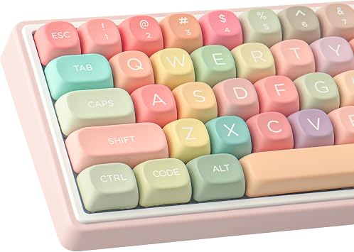 PBT MOA Profile Keycaps Set - 126 Keys, Dye-Sublimation Rainbow Candy Design for Cherry Gateron MX Switches Mechanical Keyboards
