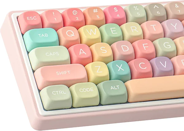 PBT Keycaps 126 Keys MOA Profile Cute Keycap Dye-Sublimation Rainbow Candy Keycaps Set Custom Keycap for Cherry Gateron MX Swithes Mechanical Keyboards