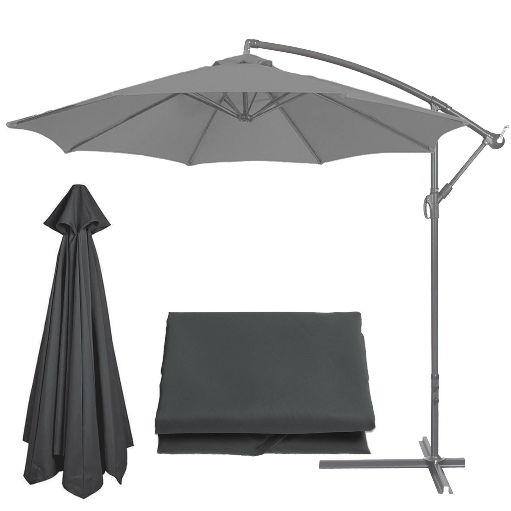 Replacement Parasol 6/8 Ribs Garden Patio Umbrella Fabric Canopy Cover - For Garden Patio Yard Beach Pool Market Table (2M/2.7M/3M) (Color : Gray, Size : 6 ribs-3m(9.8ft)) — image 1