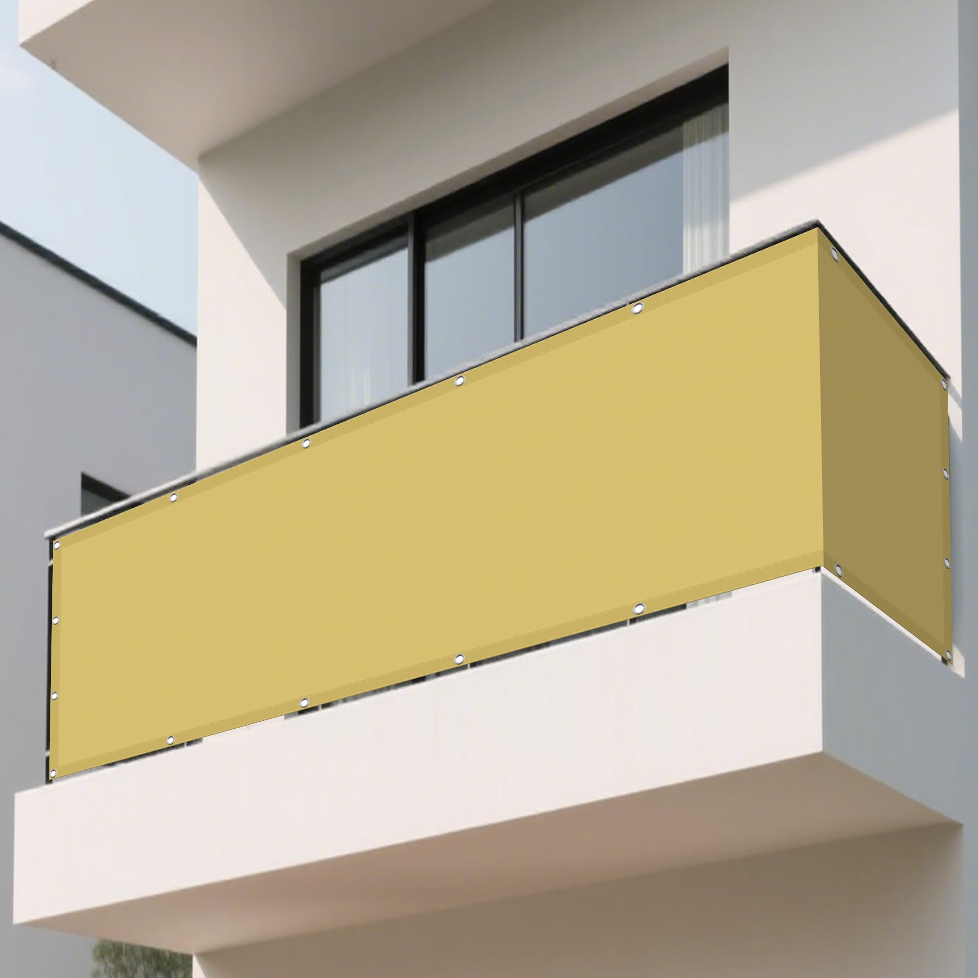 Voile d'ombrage rectangulaire jaune sable avec toile solaire respirante