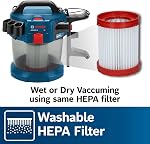 BOSCH GAS18V-3N 18V 1.6 Gallon Vacuum Bare Tool, Blue