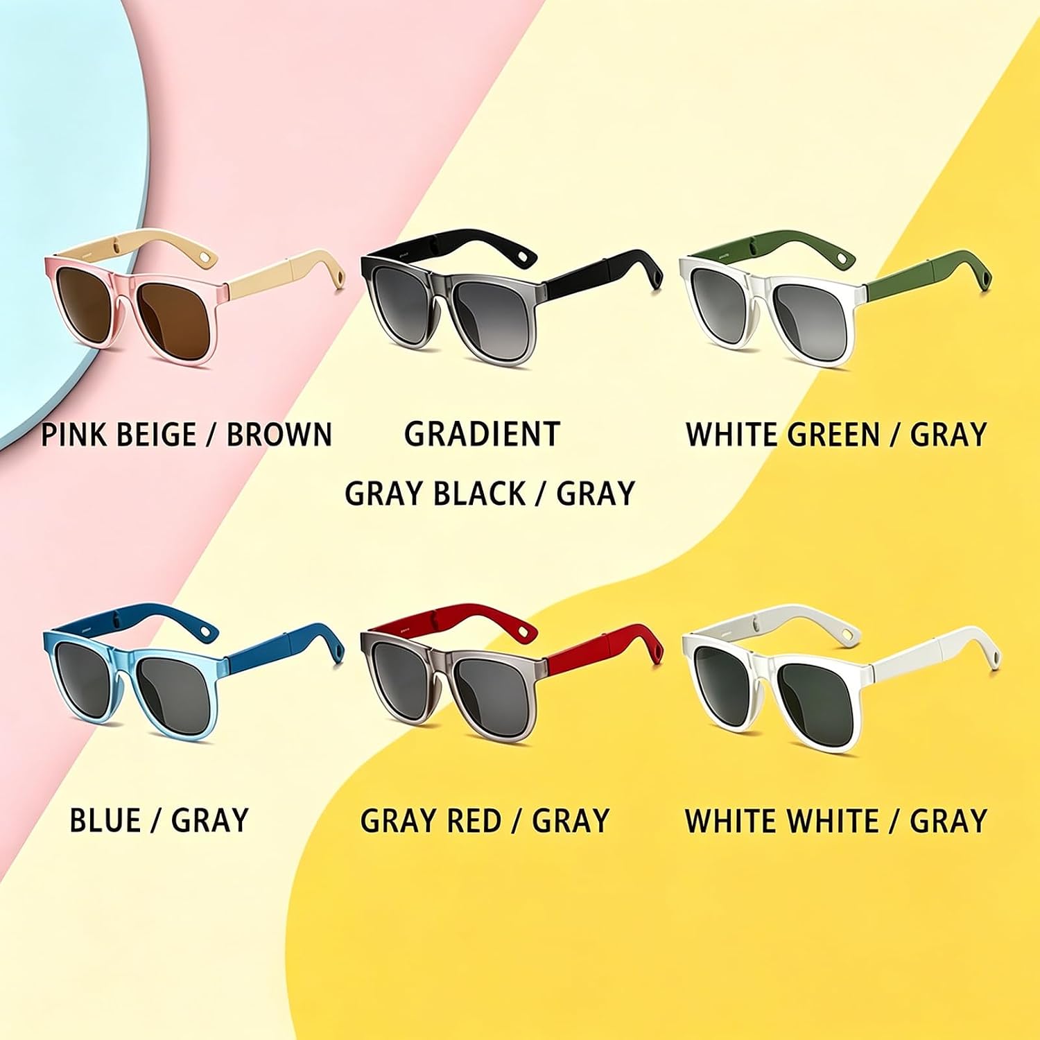 Kids Foldable Polarized Sunglasses, TAC UV400, BPA‑Free TR90 Flexible Frame Anti‑Glare Shades for Boys & Girls 3‑12Y image 2