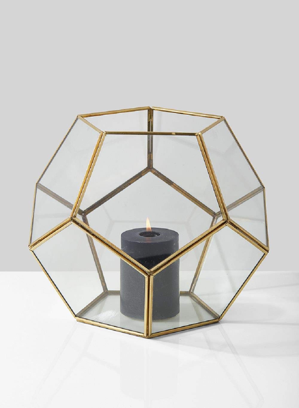 Serene Spaces Living Large Clear Glass Honeycomb Candleholder, Measures 10 inches Tall, Sold Individually