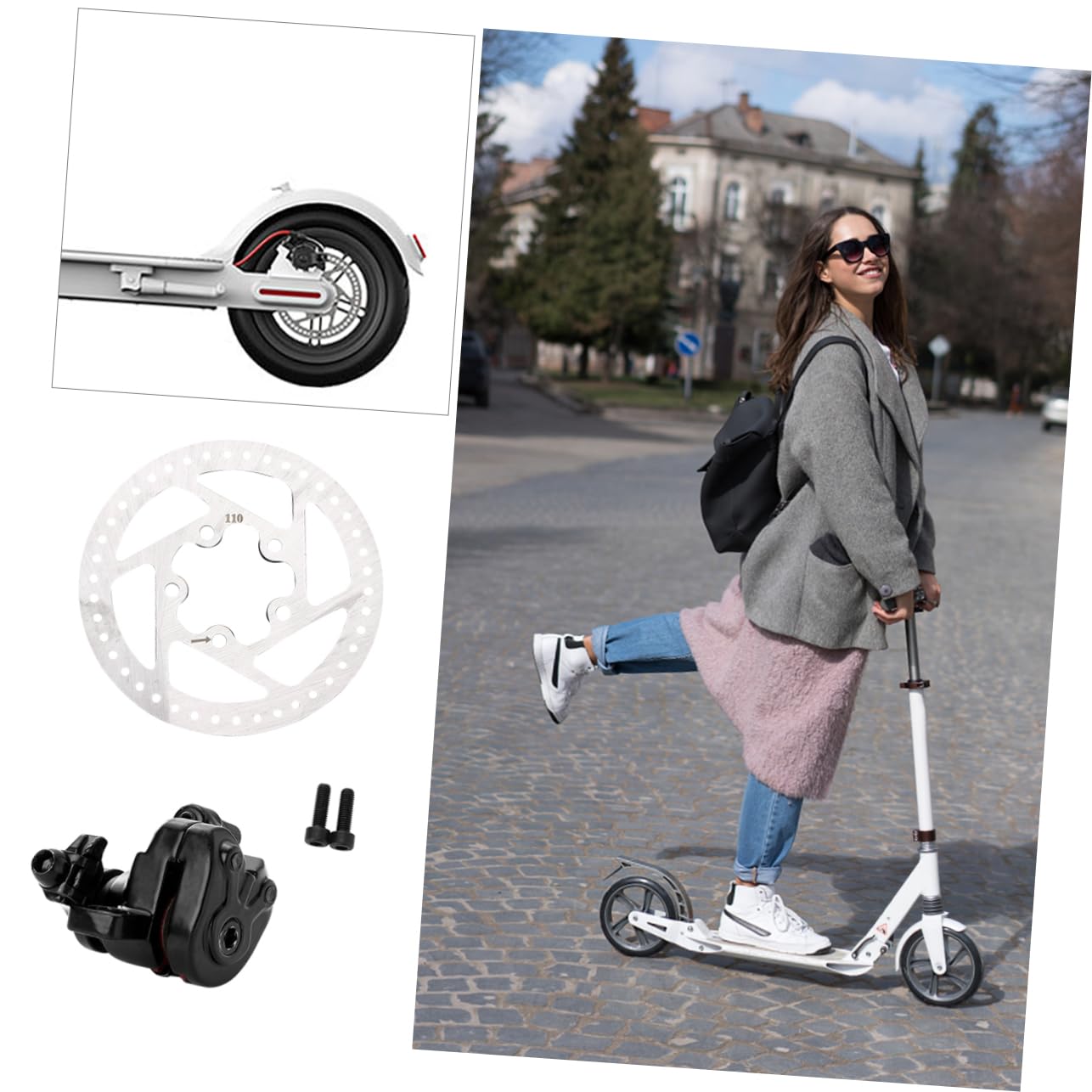 Set Freno a Disco per Monopattino Elettrico, Cavo e Pinza M365