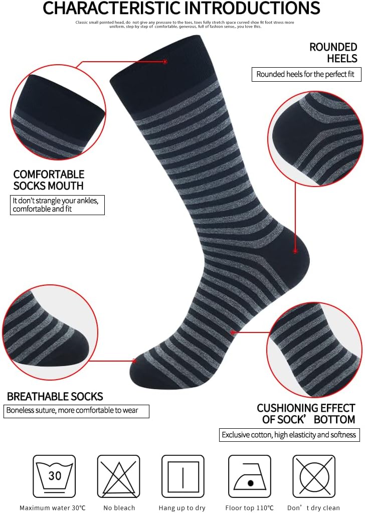 TOEJYJ Mens Fun Dress Socks, Pattern Funny Casual Socks Pack, Colorful Striped Cotton Novelty Socks Size 10-13 - Image 7